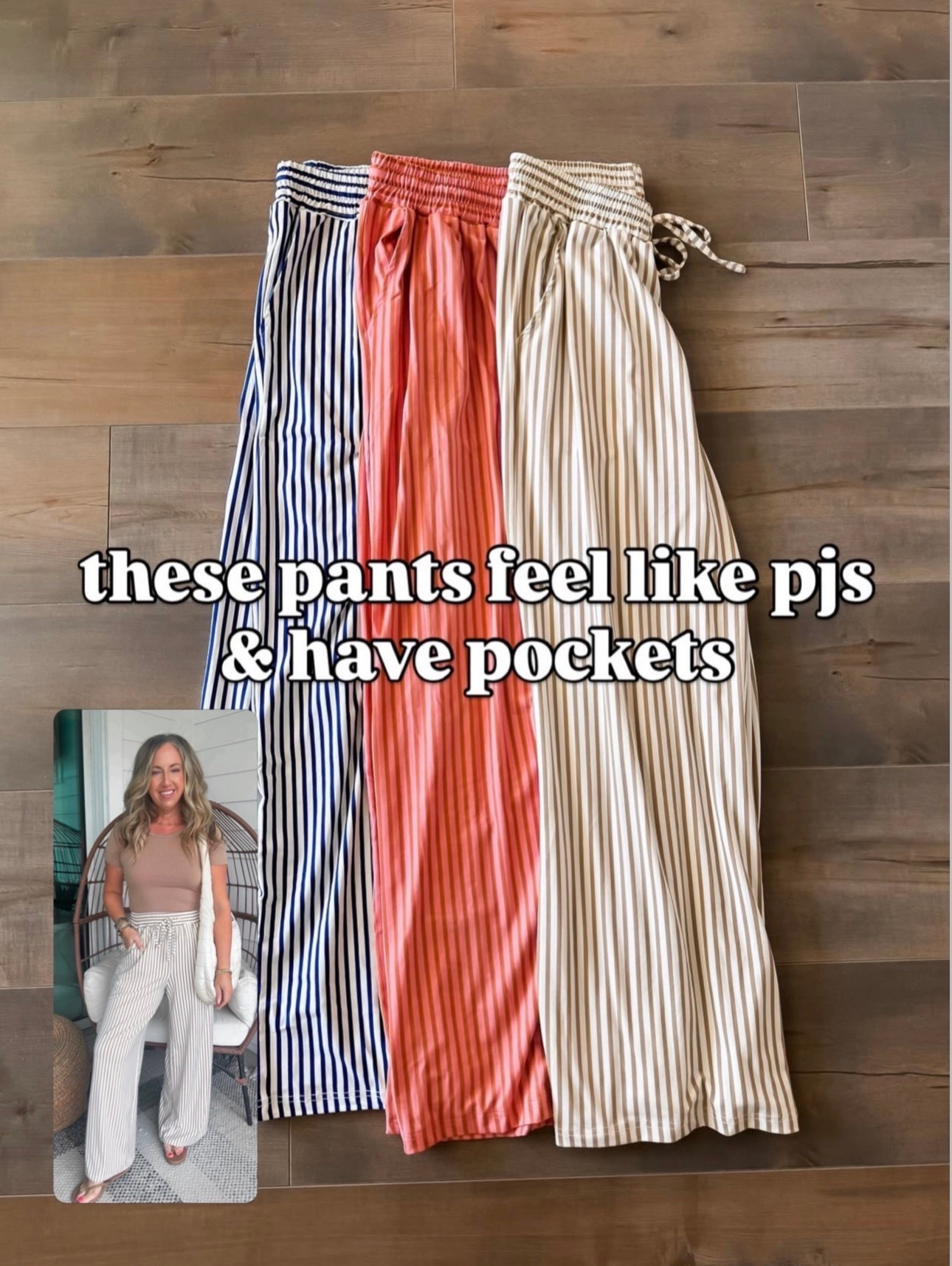 Amazon fashion Amazon finds stripe wide leg pants with pockets size small
