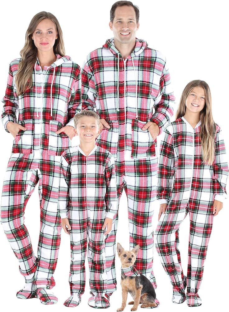 SleepytimePJs Family Matching Holiday Fleece Hooded Footed Onesie Pajamas | Amazon (US)