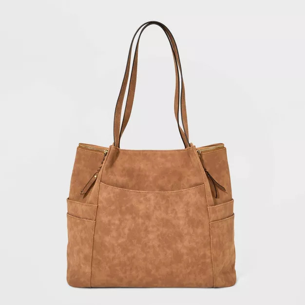 VR NYC Braided Tote Handbag - Cognac | Target