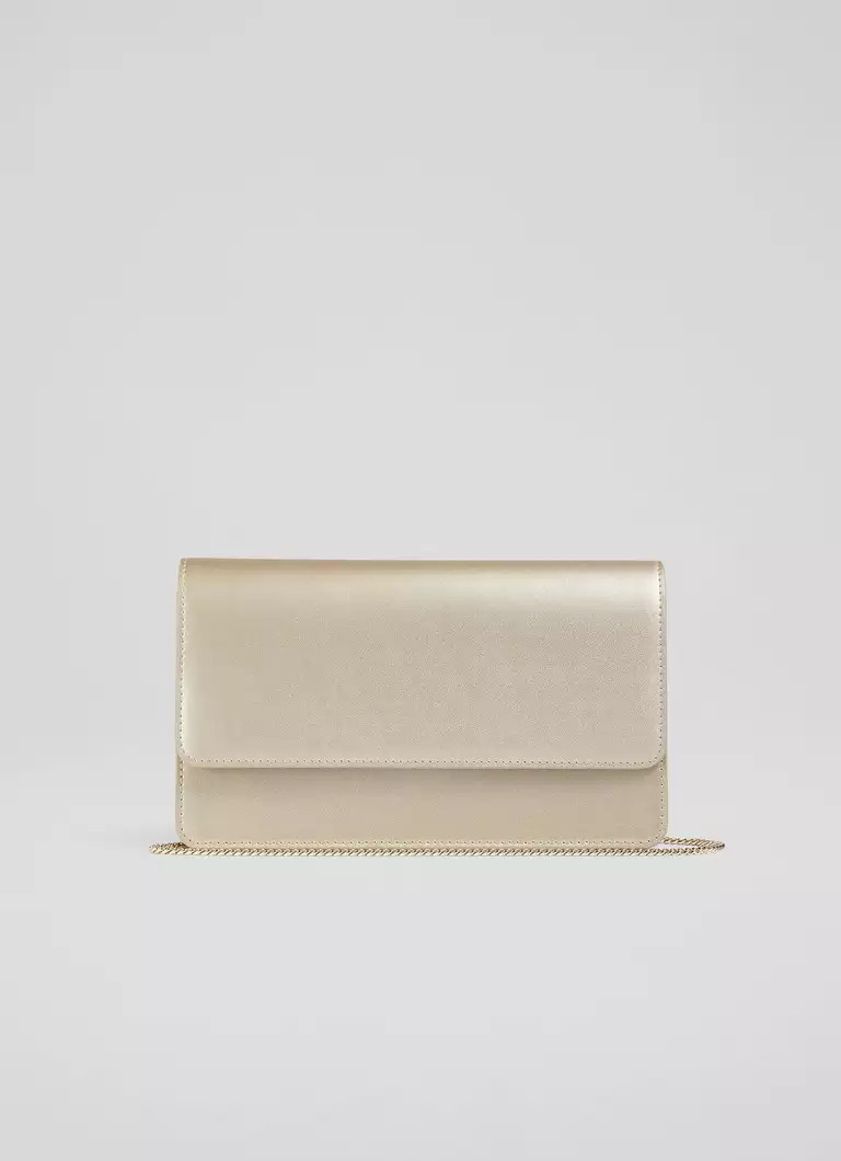 Dolly Gold Leather Clutch Bag | L.K. Bennett (UK)