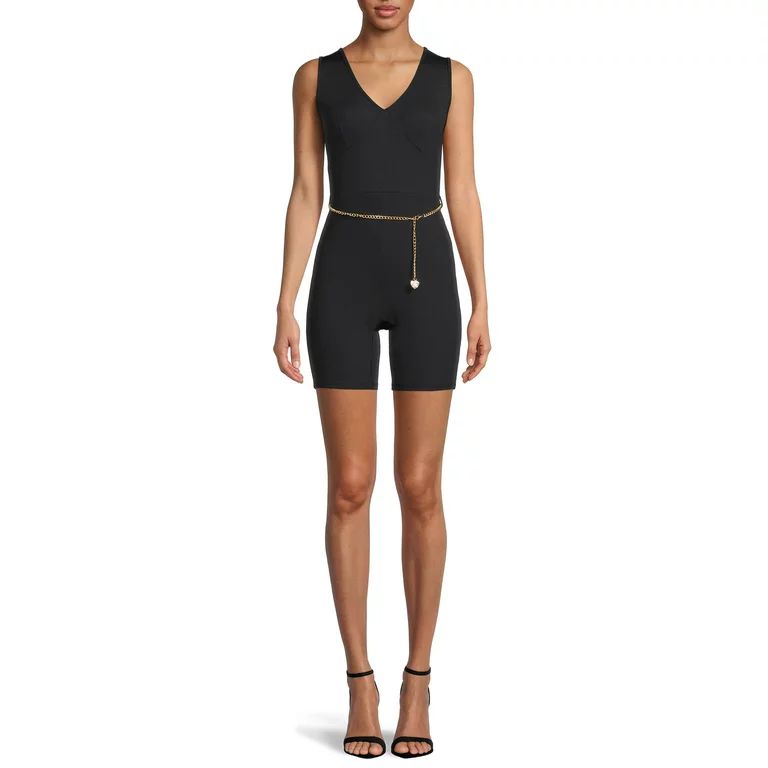Madden NYC Juniors Darted Bust Catsuit with Chain - Walmart.com | Walmart (US)