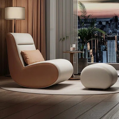 Comfy Wood Frame Rocking Chair with Ottoman | Wayfair North America