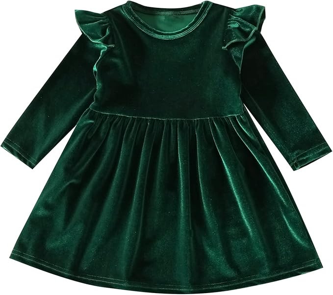 Vintage Princess Toddler Baby Girl Long Sleeve Velvet Ruffle Tutu Lace Dress Xmas Wedding Birthda... | Amazon (US)