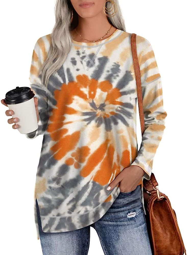 Womens Sweatshirts Tie Dye Casual Long Sleeve Tunic Tops Sweatshirt S-XXL | Amazon (US)