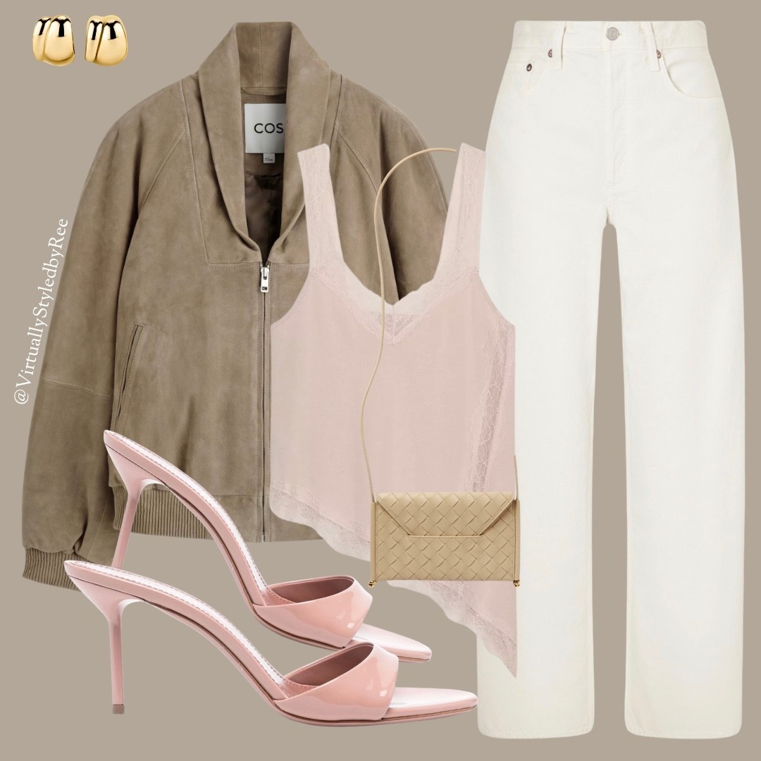 The soft luxury outfit formula 🤍
• suede jacket
• blush cami
• cream/ecru denim
• pink heels

Saving this look for date night, brunch, and spring events.

#LTKeurope #LTKuk #LTKspring