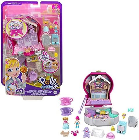 Polly Pocket Candy Cutie Gumball Compact, Gumball Theme with Micro Polly & Margot Dolls, 5 Reveal... | Amazon (US)