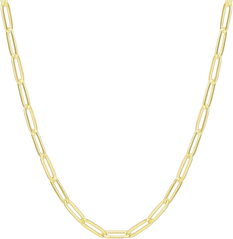 PAVOI 14K Gold Plated Paperclip Chain Necklaces for Women | Gold Chain Necklace | Adjustable Link... | Amazon (US)