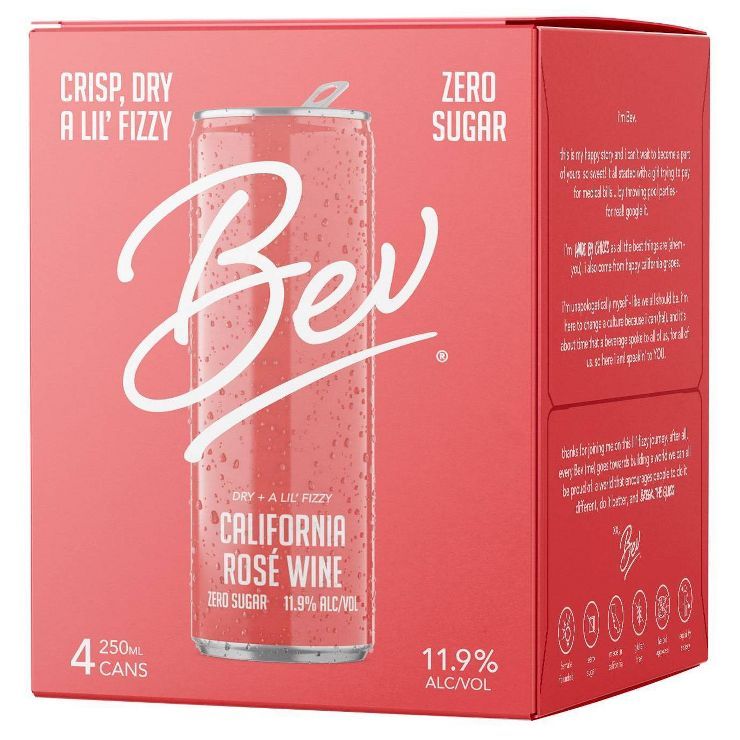 Bev California Rosé Wine - 4pk/250ml Cans | Target