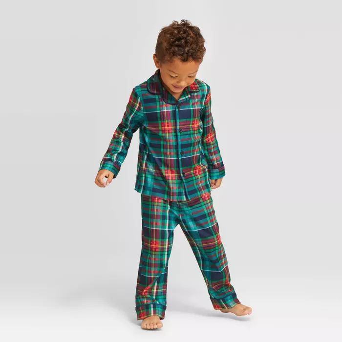 Toddler Plaid Holiday Tartan Pajama Set - Wondershop™ Blue | Target