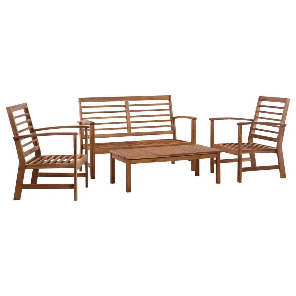 Winston Porter Patio Furniture Set 4 Piece Bench Chair with Table Solid Acacia Wood | Wayfair | Wayfair North America