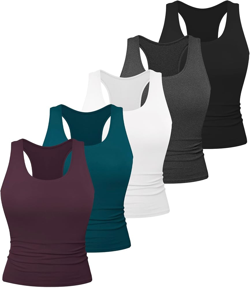 Dalavch 5 Pack Women's Workout Racerback Tank Tops No Built-in Bra | Amazon (US)