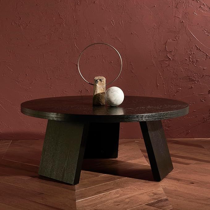 SAFAVIEH Couture Collection Julianna Mid-Century Modern Black Round Coffee Table | Amazon (US)