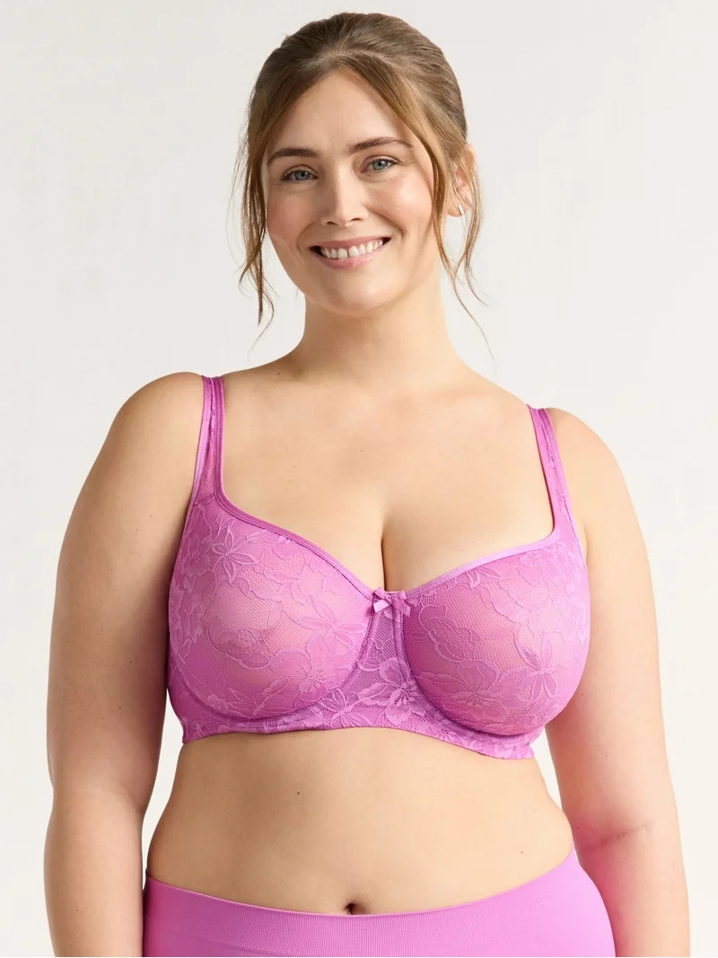 Joyspun Women's & Women's Plus Unlined Lace Balconette Bra, Sizes 38DD-46DDD | Walmart (US)