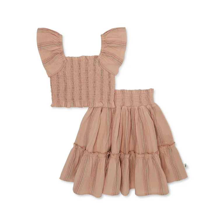 easy-peasy Baby and Toddler Girl Smocked Top and Skirt Set, 2-Piece, Sizes 12 Months-5T | Walmart (US)