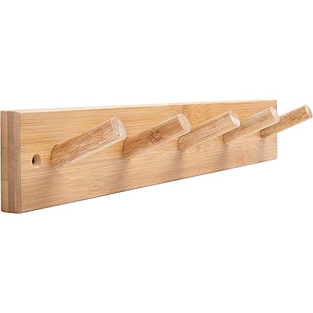 Homode Modern Bamboo Wooden Entryway Coat & Hat Hooks | Bathroom Kitchen Towel Rack | Wall Mounte... | Amazon (US)