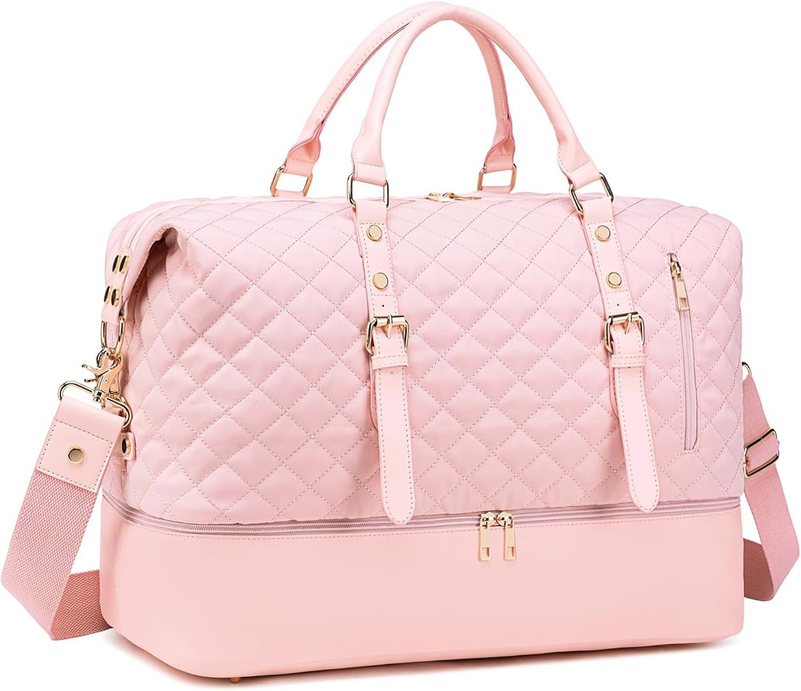 Weekender Overnight Bag Oversized Travel Duffel for Men and Women Carry On Tote Shoe Compartment | Amazon (US)