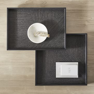 Modern Marquetry Wood Trays - Black | West Elm | West Elm (US)
