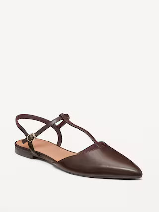 Faux-Leather Mary Jane T-Strap Flats for Women | Old Navy (US)