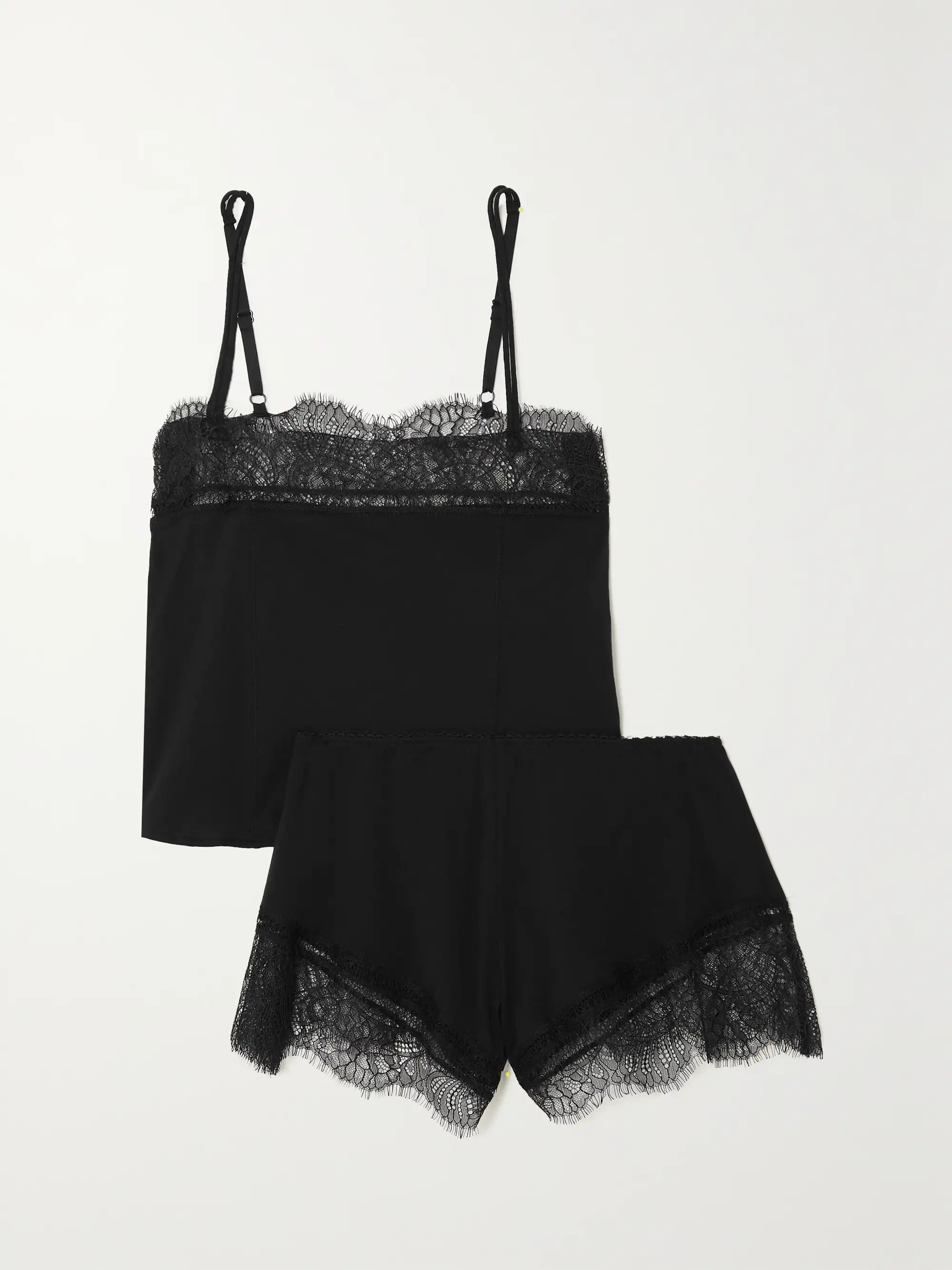 + NET SUSTAIN Meadow lace-trimmed organic Pima cotton-jersey pajama set | NET-A-PORTER (US)