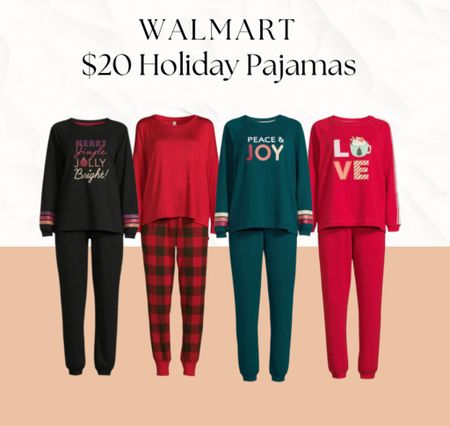 Holiday pajamas from Walmart! Jogger set. Great gift idea too! Walmart fashion. Holiday pjs. 

#LTKHoliday #LTKunder50 #LTKGiftGuide