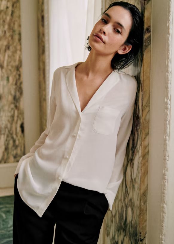 Florence Shirt - Ecru - Silk - Sézane | Sezane Paris