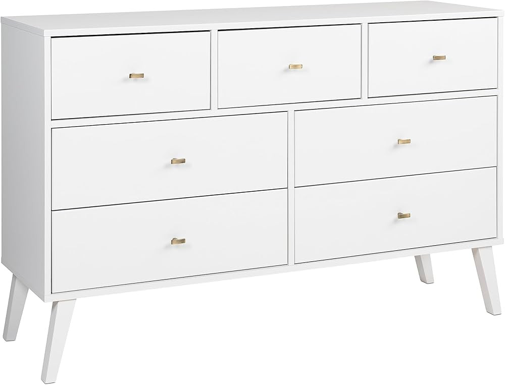 Prepac Milo Mid-Century Modern 7 Drawer Double Dresser for Bedroom, Wide Chest of Drawers, Contem... | Amazon (US)