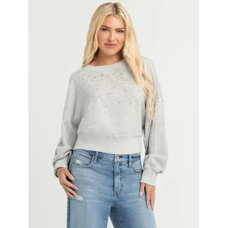Jessica Simpson Women's Merril Embellished Crewneck Pullover Top, Sizes XS-XL | Walmart (US)