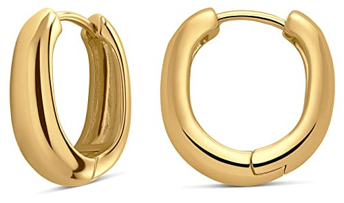MILLA 14k Gold Huggie Earrings or Sterling Silver Huggie Earrings for Women Multipack & Individuals,Ear Huggers Earrings for Women Trendy Y2K Earrings, Preppy Earrings, Yellow Gold, Coral | Amazon (US)