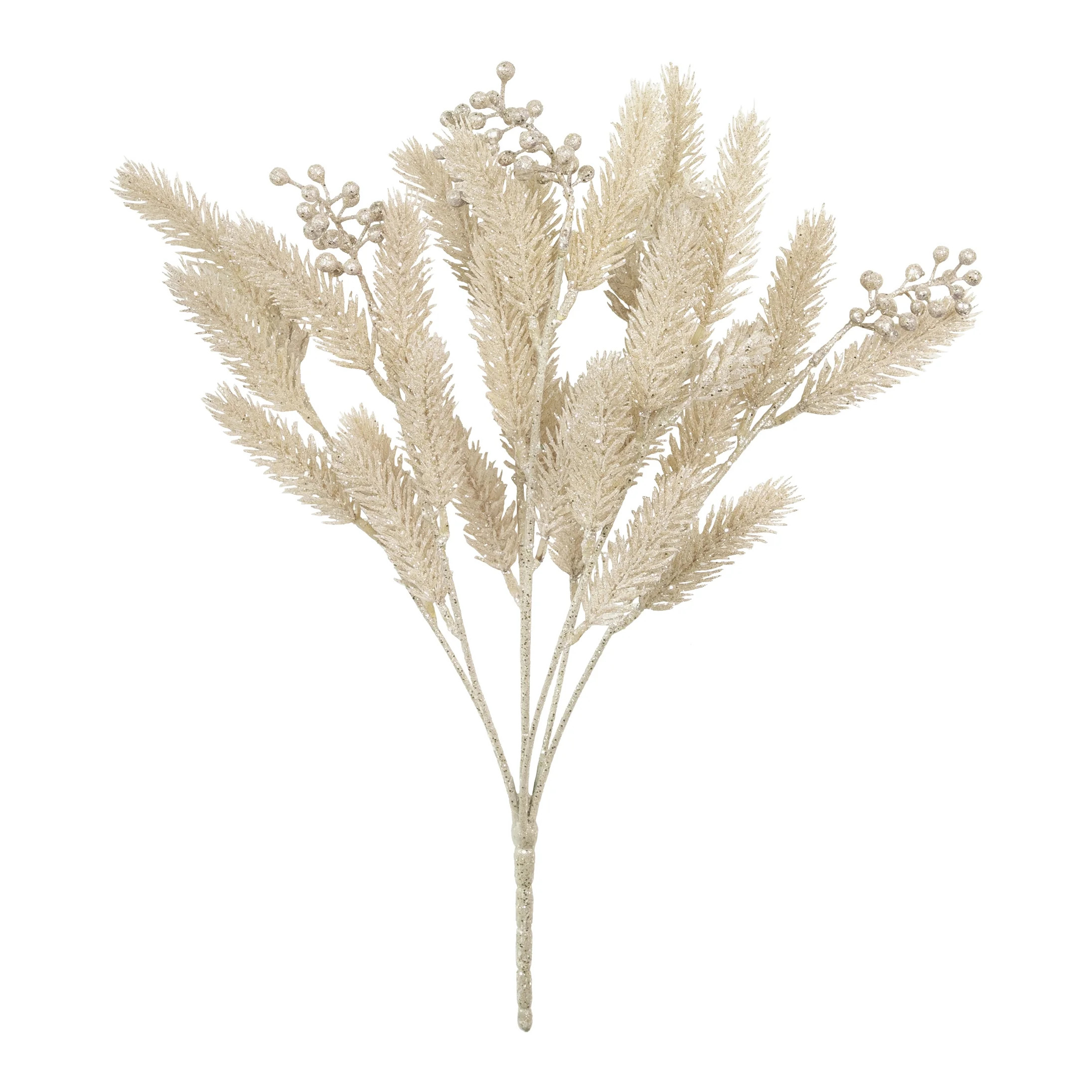 Mainstays 19 inch Artificial Champagne Pine and Berries Mixed Bush, for indoor use, Goldd Color, ... | Walmart (US)