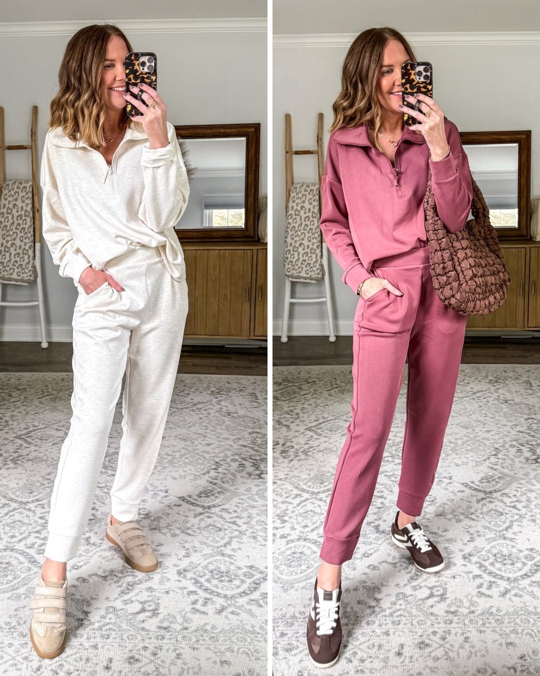 These matching sets feel like they cost $150 but the pieces are under $20. Size down in the pants. Travel outfit.

#LTKSeasonal #LTKActive #LTKOver40