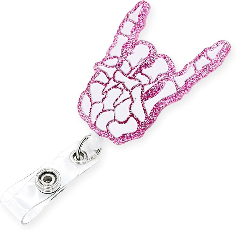 Halloween Badge Reel Retractable with ID Clip Acrylic Skull Hand Badge Holder Holiday Gift, for N... | Amazon (US)