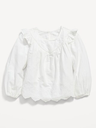 Long-Sleeve Ruffle-Trim Cutwork Top for Toddler Girls | Old Navy (US)