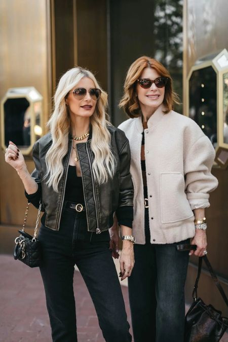 TGIF beauties 🖤 I’m sharing 5 fabulous MUST-HAVE fall jackets guaranteed to take all of your looks to the next level today on the blog. 

Cathy and I love the classic BOMBER JACKET because they’re not only on-trend but they’re also incredibly versatile! #linkinbio and stories 

These fab jackets run tts, we’re both wearing an XS. 

#LTKsalealert #LTKstyletip #LTKover40