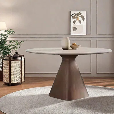 Modern Round Dining Table with Rock Board Top | Wayfair North America