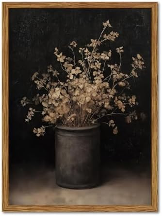 Framed Vintage Floral Wall Art, Rustic Dark Moody Flower Paintings Wall Decor, Retro Farmhouse Bo... | Amazon (US)