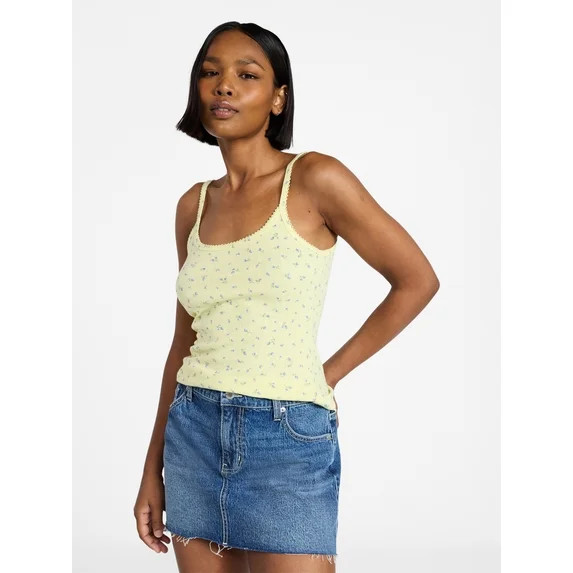No Boundaries Pointelle Tank Top, Women's XXS-XXL | Walmart (US)