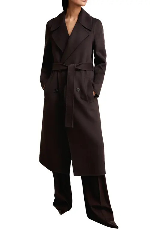 Reiss Rene Double Breasted Wool Blend Coat in Aubergine at Nordstrom, Size 0 Us | Nordstrom