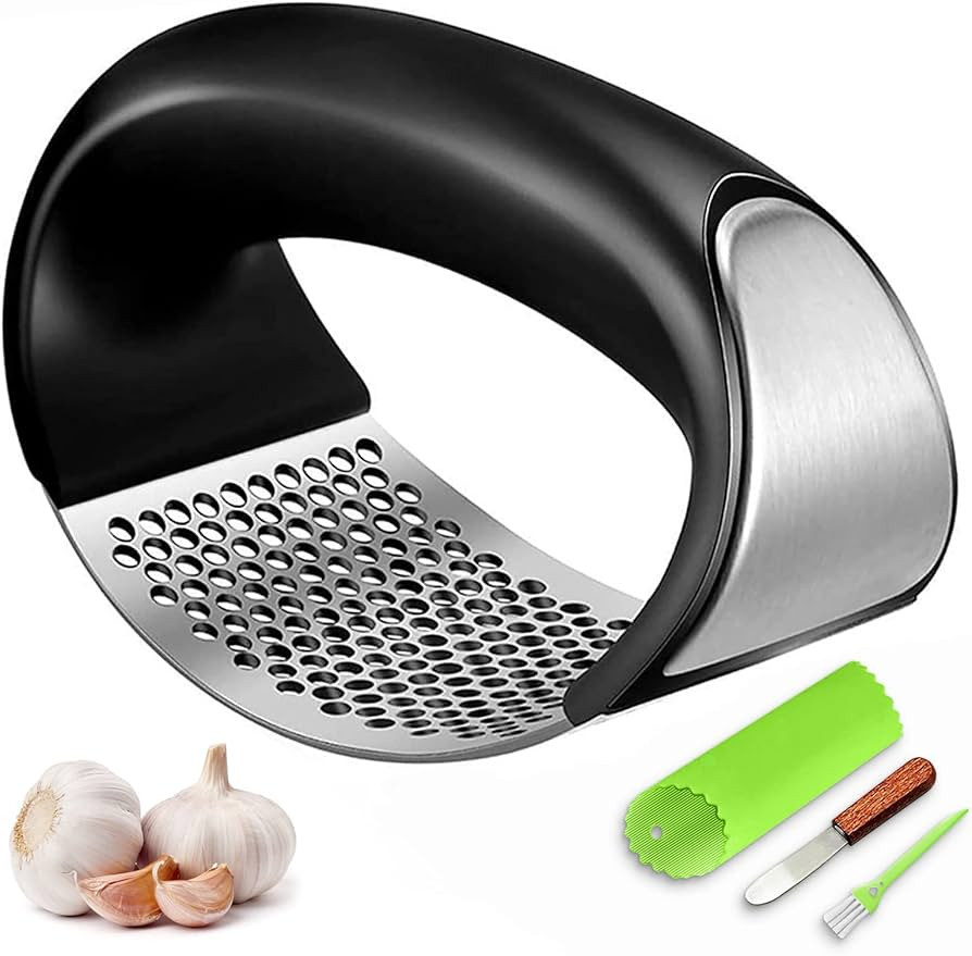Garlic Press Rocker, Stainless Steel Garlic Mincer Crusher Professional Kitchen Gadgets Garlic Ch... | Amazon (US)