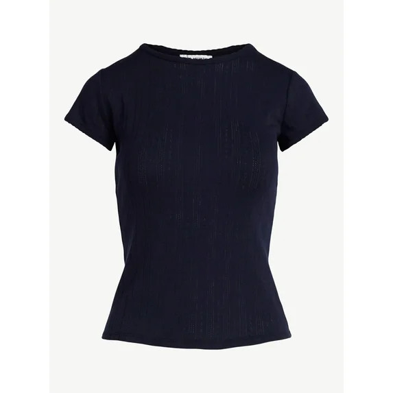 Free Assembly Women's and Women's Plus Pointelle Mini Tee with Short Sleeves, Sizes XS-4X | Walmart (US)