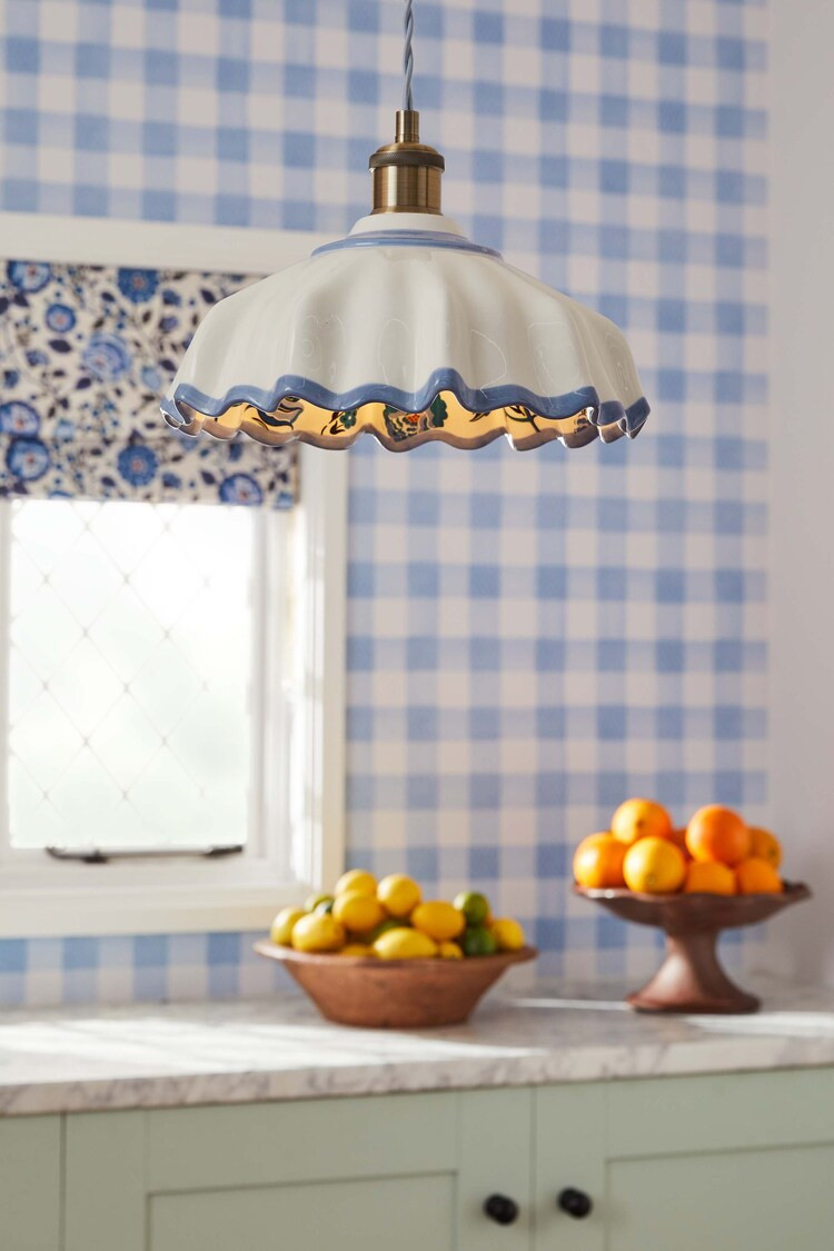 Buy Cath Kidston Cream/Blue Ceramic Folded Ceiling Pendant from the Next UK online shop | Lipsy