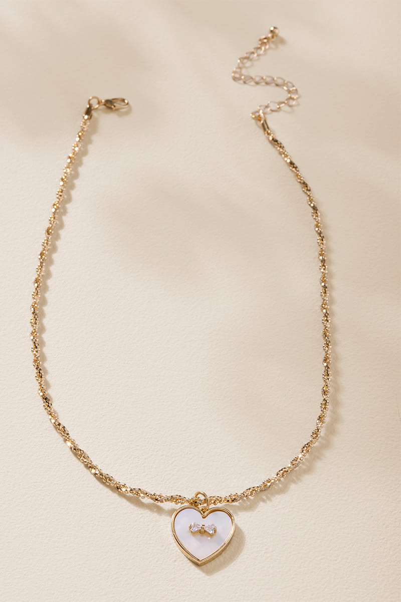 Claudia Bow On Heart Pendant Necklace | Francesca's