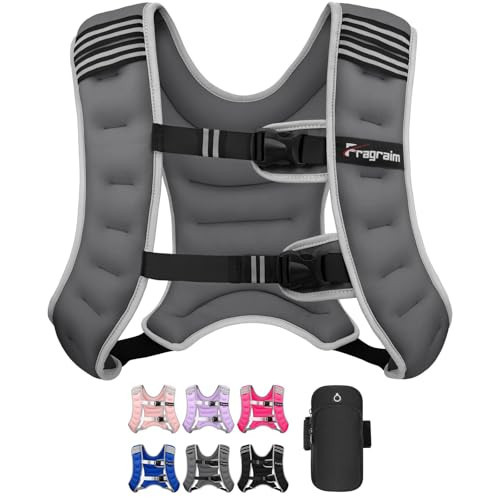 Fragraim Weighted Vest for Women Men - 12lb Weight Vest with Reflective Stripe, Detachable Phone Pouch, Ideal for Walking, Strength Training, Running, Workout, Cardio and Weight Loss - Grey | Amazon (US)