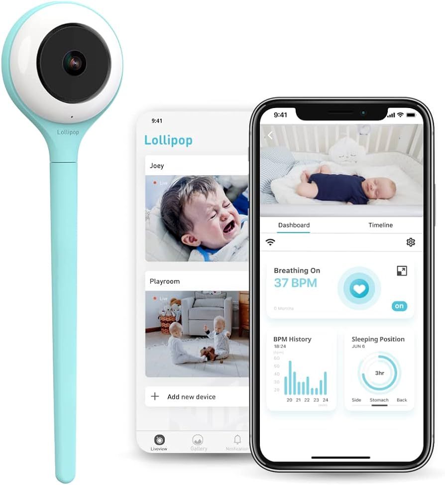 Lollipop Baby Monitor (Turquoise) - with Contactless Breathing Monitoring (No Extra Sensor Requir... | Amazon (US)