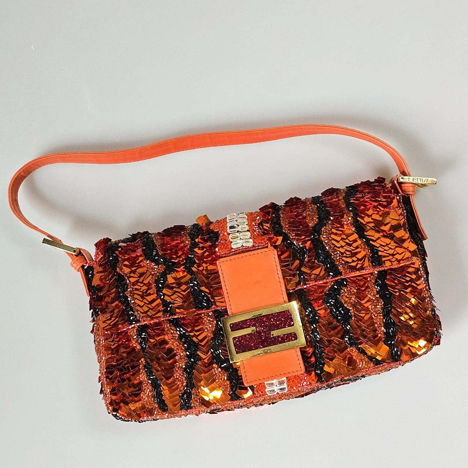 Fendi Baguette Sequins Beaded Tiger Stripes RARE | eBay US