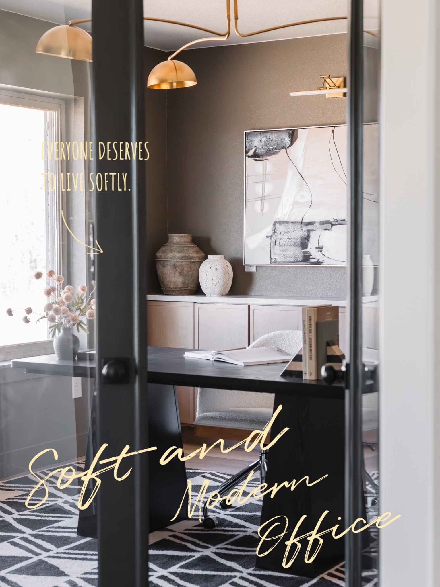 The office at our flip house!

Modern 
Desk
Rug 
Chair 
Art 

#LTKHome #LTKStyleTip #LTKFindsUnder50