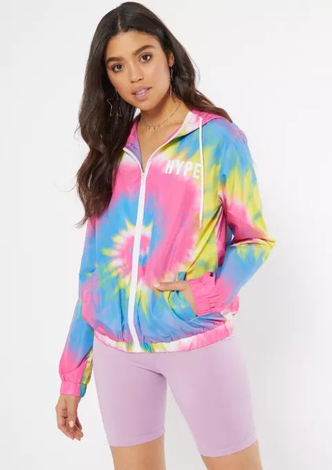 Rainbow Tie Dye Hype Graphic Windbreaker | rue21