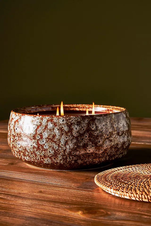 Amber Lewis for Anthropologie Rattan-Lidded Ceramic Candle | Anthropologie (US)