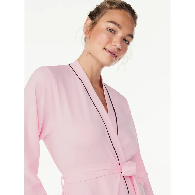 Joyspun Women’s Cotton Blend Long Sleeve Wrap Robe, Sizes S to 3X - Walmart.com | Walmart (US)