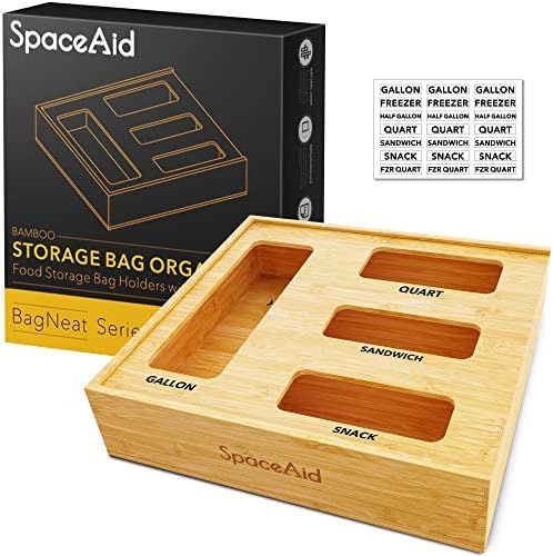 SpaceAid Ziplock Bag Storage Organizer for Kitchen Drawer, Bamboo Baggie Organizer, Compatible with  | Amazon (US)