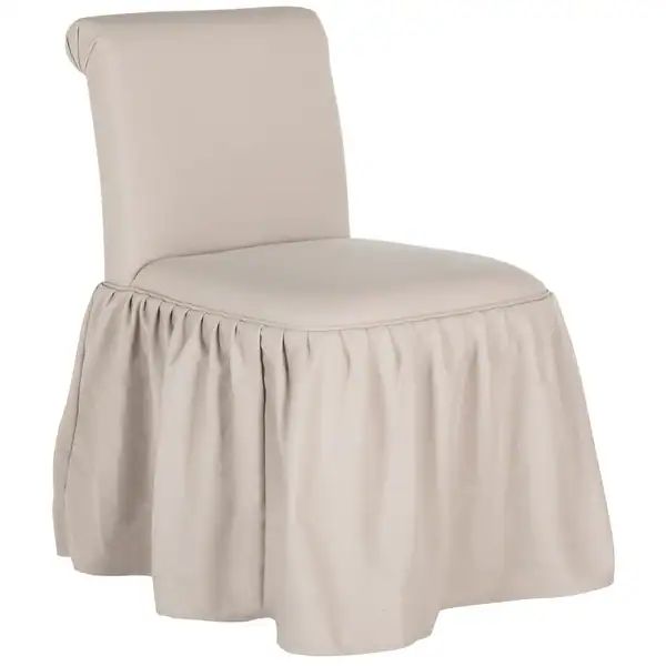 SAFAVIEH Ivy Taupe Linen Vanity Chair - 19.7" x 23.6" x 31.9" | Bed Bath & Beyond